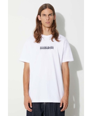 Napapijri t-shirt bawełniany S-BOX SS 4 kolor biały z nadrukiem NP0A4H8S0021
