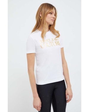 Versace Jeans Couture t-shirt bawełniany damski kolor biały 76HAHT04 CJ00T