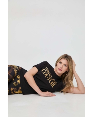Versace Jeans Couture t-shirt bawełniany damski kolor czarny 76HAHT04 CJ00T