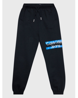 Calvin Klein Jeans Spodnie dresowe Maxi Block Logo IB0IB01591 Czarny Regular Fit