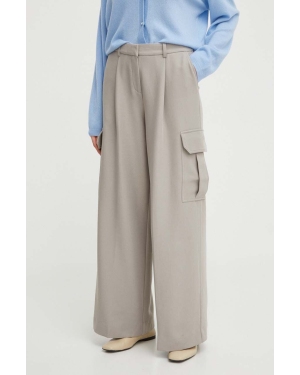 Stine Goya spodnie damskie kolor szary szerokie high waist SG5435