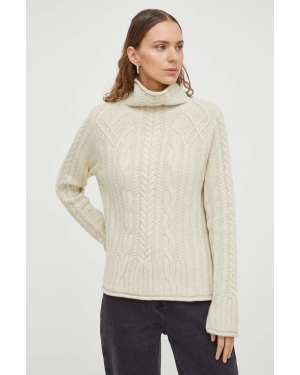 Lovechild sweter wełniany damski kolor beżowy z golfem