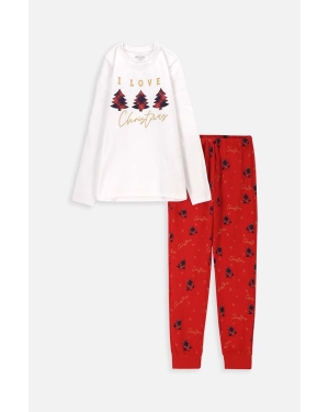 Coccodrillo piżama bawełniana dziecięca kolor czerwony wzorzysta
