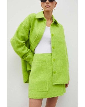 Samsoe Samsoe spódnica z domieszką wełny INEZ kolor zielony mini prosta F23400012