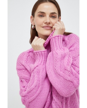 Answear Lab sweter damski kolor różowy ciepły z golfem