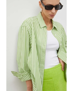 Samsoe Samsoe koszula bawełniana LOVA damska kolor zielony relaxed z kołnierzykiem klasycznym F23400066