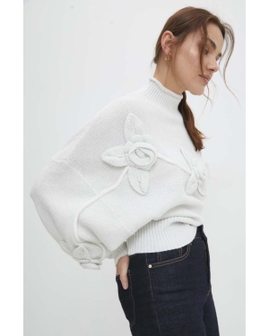 Answear Lab sweter damski kolor biały z półgolfem