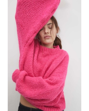 Answear Lab sweter z wełną kolor różowy ciepły