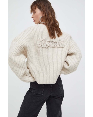 Rotate sweter z domieszką wełny damski kolor beżowy ciepły