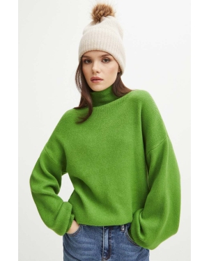 Medicine sweter damski kolor zielony z półgolfem
