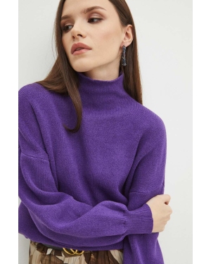 Medicine sweter damski kolor fioletowy z półgolfem