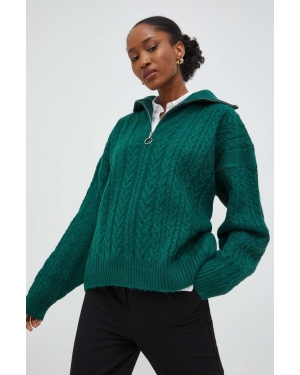 Answear Lab sweter damski kolor zielony z półgolfem