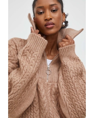 Answear Lab sweter damski kolor brązowy z półgolfem