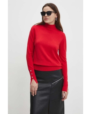 Answear Lab sweter damski kolor czerwony lekki z półgolfem