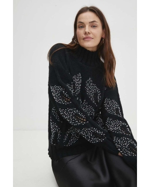 Answear Lab sweter damski kolor czarny ciepły z półgolfem