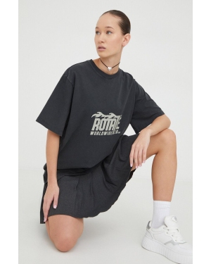 Rotate t-shirt bawełniany damski kolor czarny