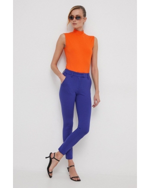 XT Studio spodnie damskie kolor niebieski dopasowane medium waist
