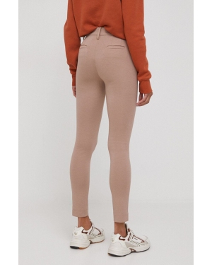 XT Studio spodnie damskie kolor beżowy dopasowane high waist