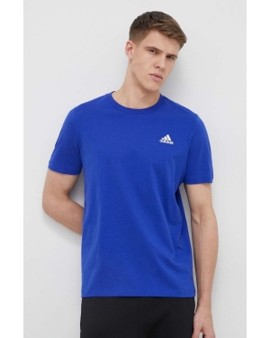 adidas t-shirt bawełniany kolor niebieski gładki