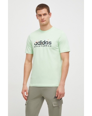 adidas t-shirt bawełniany męski kolor zielony z nadrukiem