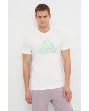 adidas t-shirt bawełniany męski kolor beżowy z nadrukiem