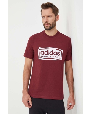 adidas t-shirt bawełniany męski kolor bordowy z nadrukiem