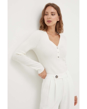 BOSS sweter z domieszką wełny damski kolor biały lekki