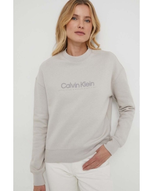 Calvin Klein bluza damska kolor szary z aplikacją