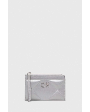 Calvin Klein portfel damski kolor srebrny