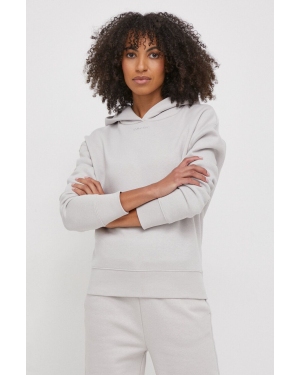 Calvin Klein bluza damska kolor szary z kapturem gładka