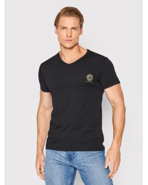 Versace T-Shirt Scollo AUU01004 Czarny Regular Fit