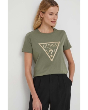 Guess t-shirt damski kolor zielony