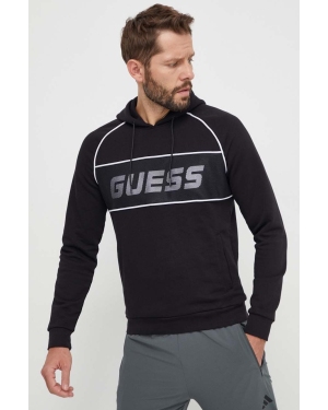 Guess bluza LUGH męska kolor czarny z kapturem z nadrukiem Z4RQ12 KBK32
