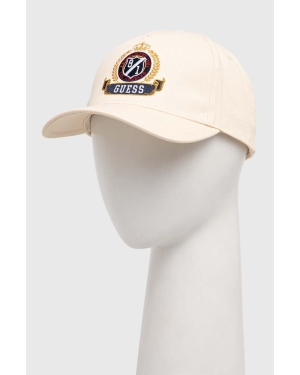Guess czapka z daszkiem bawełniana kolor beżowy z aplikacją M4RZ09 WF8V0