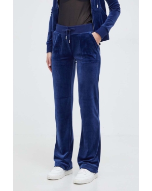 Juicy Couture spodnie dresowe welurowe kolor granatowy z aplikacją