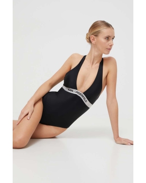 Karl Lagerfeld jednoczęściowy strój kąpielowy kolor czarny lekko usztywniona miseczka