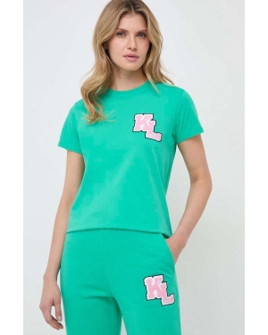 Karl Lagerfeld t-shirt bawełniany damski kolor zielony
