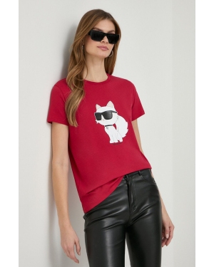 Karl Lagerfeld t-shirt bawełniany kolor czerwony