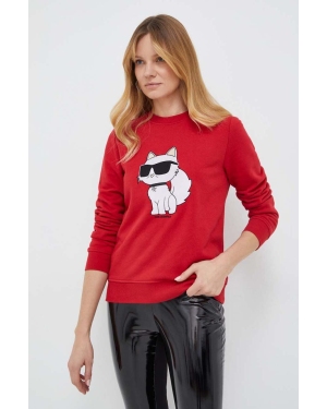 Karl Lagerfeld bluza damska kolor czerwony z aplikacją