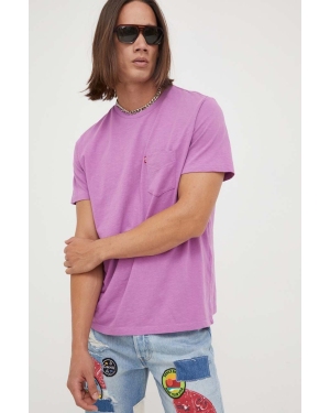 Levi's t-shirt bawełniany kolor fioletowy gładki