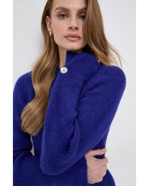 Morgan sweter z domieszką wełny damski kolor fioletowy