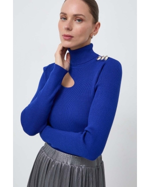 Morgan sweter damski kolor niebieski z golfem