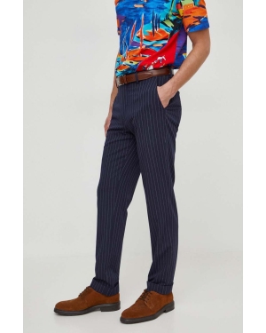 Polo Ralph Lauren spodnie z domieszką wełny kolor granatowy proste