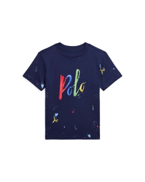 Polo Ralph Lauren t-shirt bawełniany dziecięcy kolor granatowy z nadrukiem