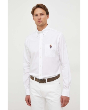 Polo Ralph Lauren koszula bawełniana męska kolor biały regular z kołnierzykiem button-down