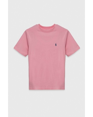 Polo Ralph Lauren t-shirt bawełniany dziecięcy kolor różowy gładki