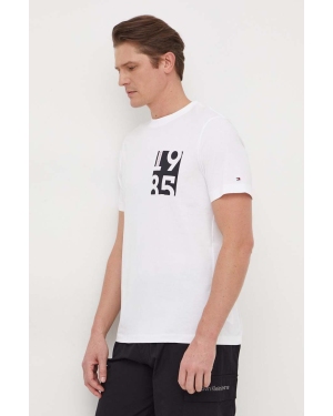 Tommy Hilfiger t-shirt bawełniany męski kolor biały z nadrukiem