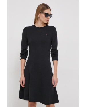 Tommy Hilfiger sukienka wełniana kolor czarny mini rozkloszowana WW0WW40695