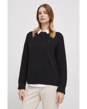 Tommy Hilfiger sweter bawełniany kolor czarny ciepły WW0WW40751