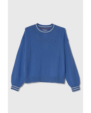 Tommy Hilfiger sweter wełniany dziecięcy kolor niebieski lekki